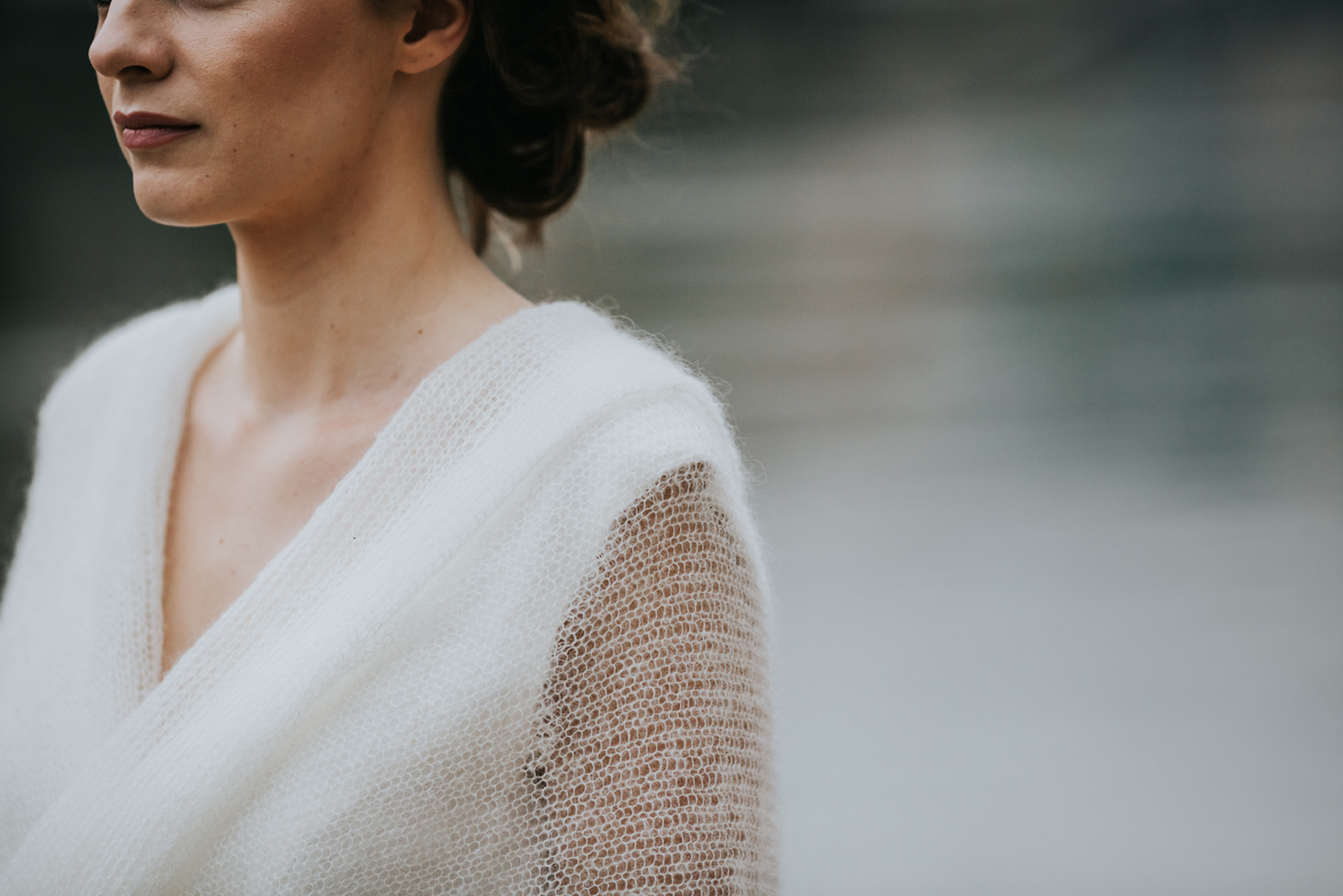 gilet angora blanc mariage