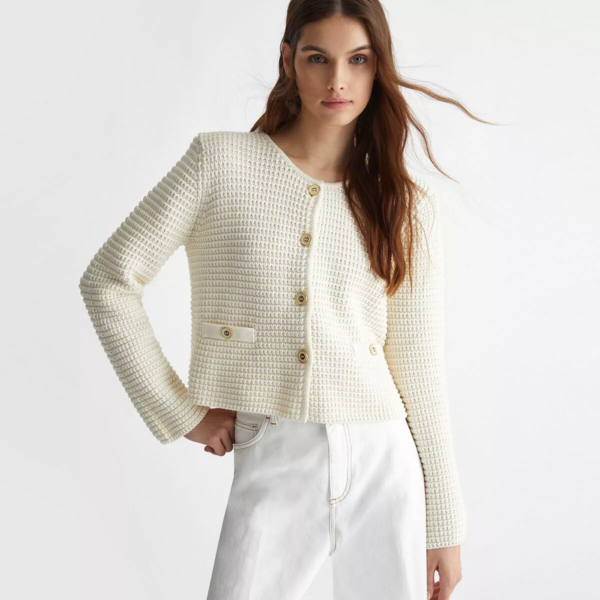 cardigan maillé blanc