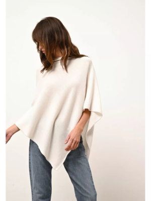 poncho blanc cashmere col bateau ivoire La Redoute